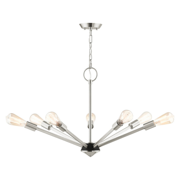 Livex Lighting - 45837-91 - Seven Light Chandelier - Prague - Brushed Nickel with Black Accents
