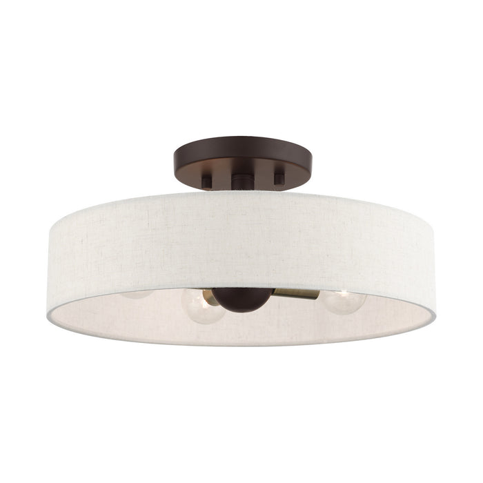 Livex Lighting - 46037-07 - Four Light Semi Flush Mount - Venlo - Bronze with Antique Brass Accents