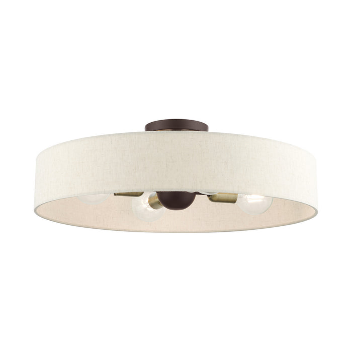Livex Lighting - 46038-07 - Four Light Semi Flush Mount - Venlo - Bronze with Antique Brass Accents