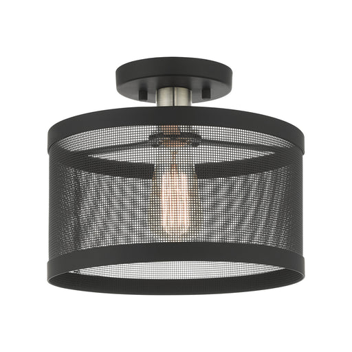 Livex Lighting - 46216-04 - One Light Semi Flush Mount - Industro - Black with Brushed Nickel Accents