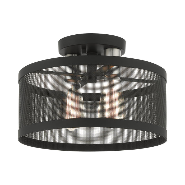 Livex Lighting - 46217-04 - Two Light Semi Flush Mount - Industro - Black with Brushed Nickel Accents