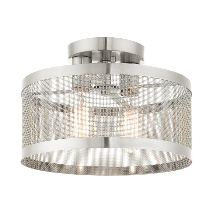 Livex Lighting - 46217-91 - Two Light Semi Flush Mount - Industro - Brushed Nickel