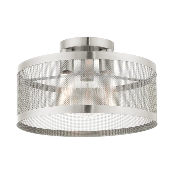 Livex Lighting - 46218-91 - Three Light Semi Flush Mount - Industro - Brushed Nickel