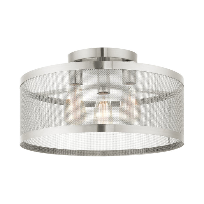 Livex Lighting - 46219-91 - Three Light Semi Flush Mount - Industro - Brushed Nickel