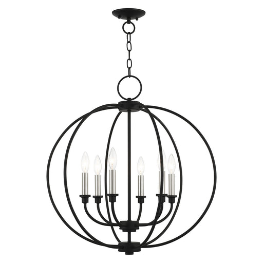 Livex Lighting - 4666-04 - Six Light Chandelier - Milania - Black with Brushed Nickel Accents