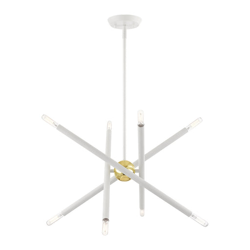Livex Lighting - 46774-03 - Eight Light Chandelier - Soho - White with Polished Brass Accents