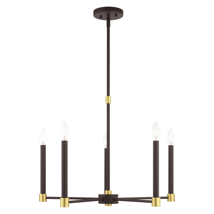 Livex Lighting - 46885-07 - Five Light Chandelier - Karlstad - Bronze with Satin Brass Accents