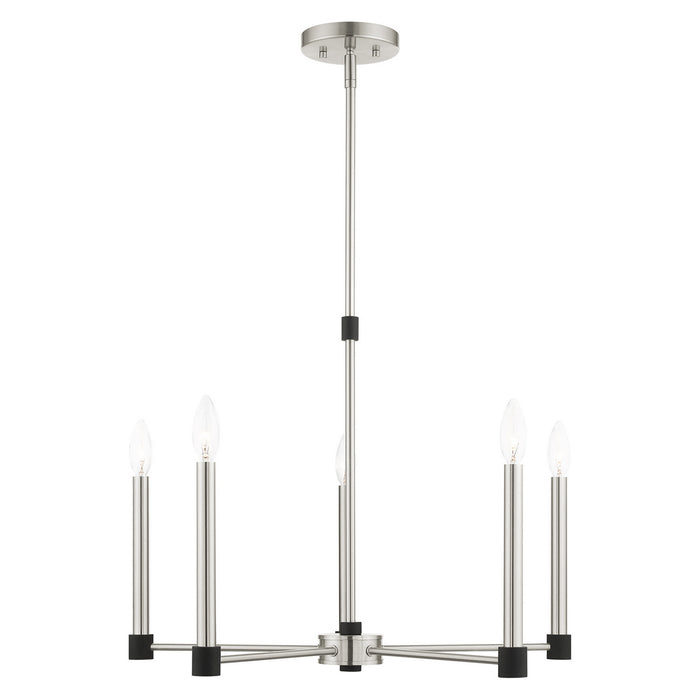Livex Lighting - 46885-91 - Five Light Chandelier - Karlstad - Brushed Nickel with Satin Brass Accents