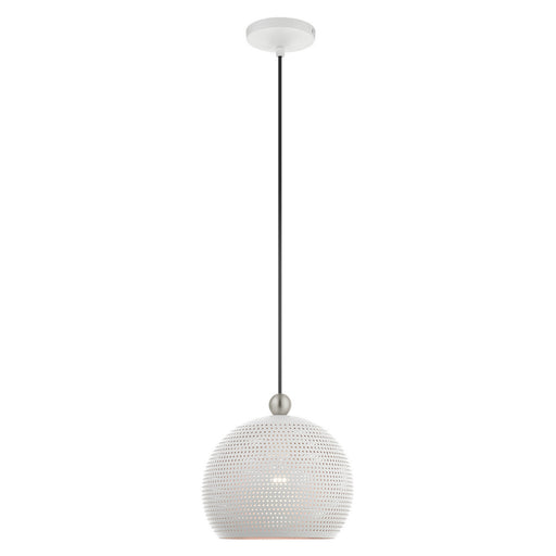 Livex Lighting - 49100-03 - One Light Pendant - Dublin - White with Brushed Nickel Accents