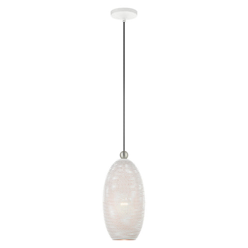 Livex Lighting - 49101-03 - One Light Pendant - Dublin - White with Brushed Nickel Accents