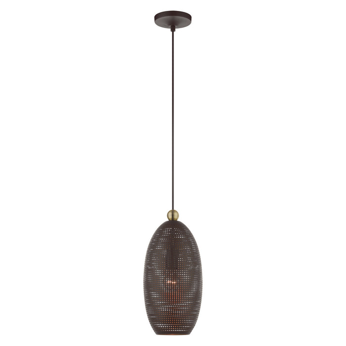 Livex Lighting - 49101-07 - One Light Pendant - Dublin - Bronze with Antique Brass Accents