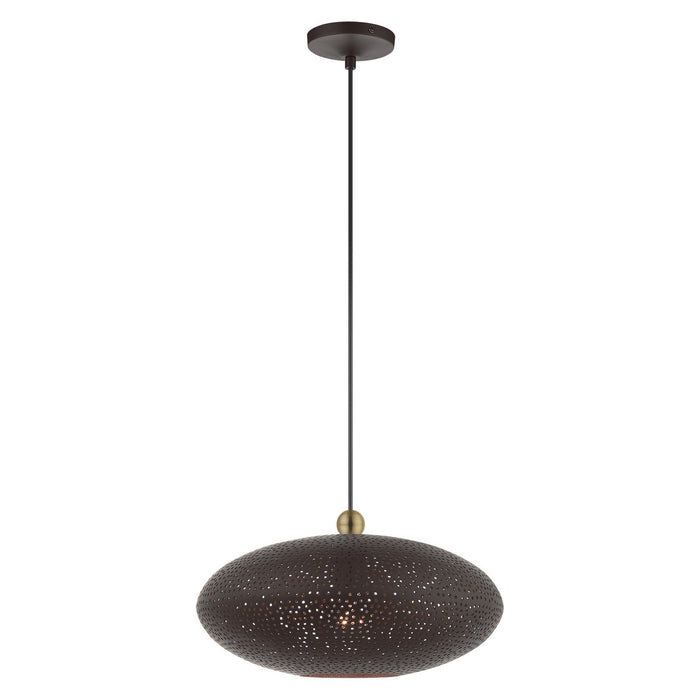 Livex Lighting - 49102-07 - One Light Pendant - Dublin - Bronze with Antique Brass Accents