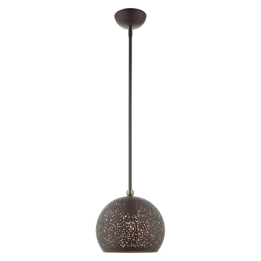 Livex Lighting - 49181-07 - One Light Pendant - Charlton - Bronze with Antique Brass Accents