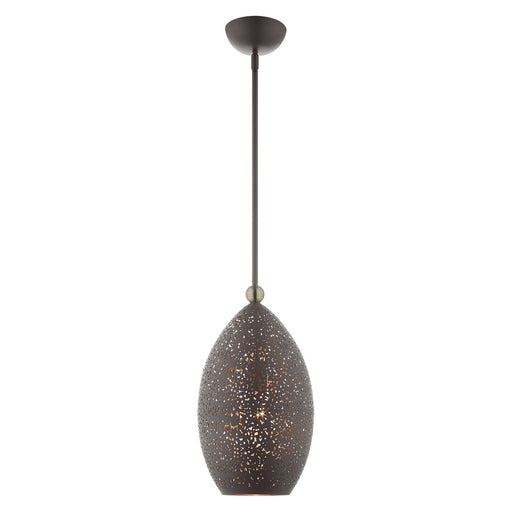 Livex Lighting - 49182-07 - One Light Pendant - Charlton - Bronze with Antique Brass Accents