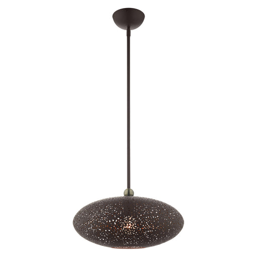 Livex Lighting - 49184-07 - One Light Pendant - Charlton - Bronze with Antique Brass Accents