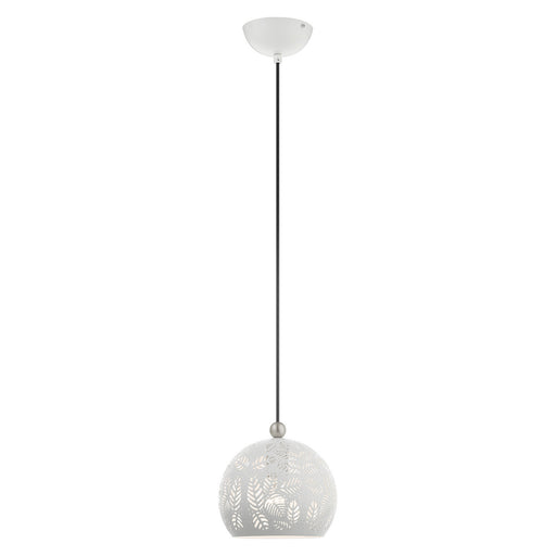 Livex Lighting - 49541-03 - One Light Pendant - Chantily - White with Brushed Nickel Accents