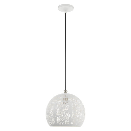 Livex Lighting - 49542-03 - One Light Pendant - Chantily - White with Brushed Nickel Accents