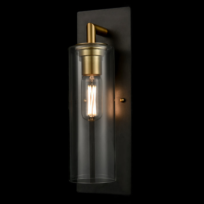 One Light Wall Sconce from the Barker collection in Brass/Graphite w/ Clear Glass finish
