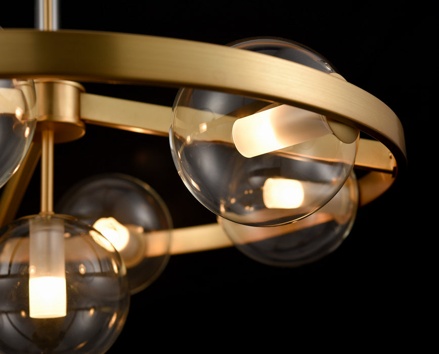 Seven Light Chandelier from the Courcelette collection in Venetian Brass w/ Clear Glass finish
