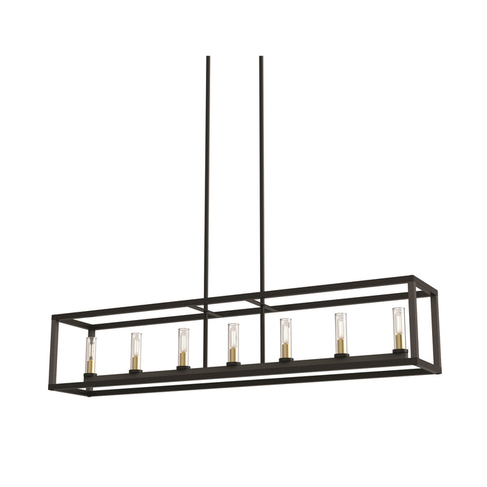 Seven Light Linear Pendant from the Sambre collection in Multiple Finishes/Graphite w/ Clear Glass finish