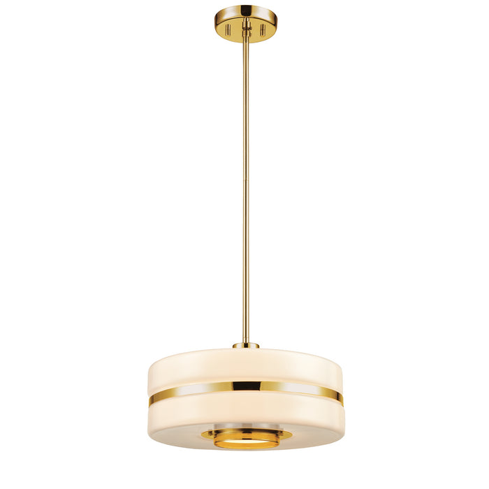 One Light Pendant from the Orchestra collection in Satin Brass w/ True Opal Glass finish