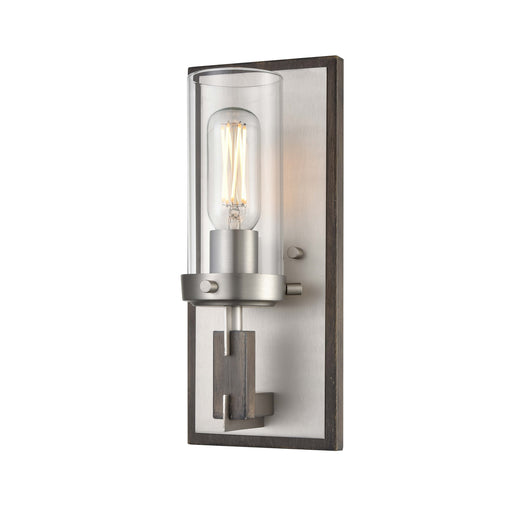 DVI Lighting - DVP38601BN+BAW-CL - One Light Wall Sconce - Okanagan - Buffed Nickel/Barnwood On Metal w/ Clear Glass