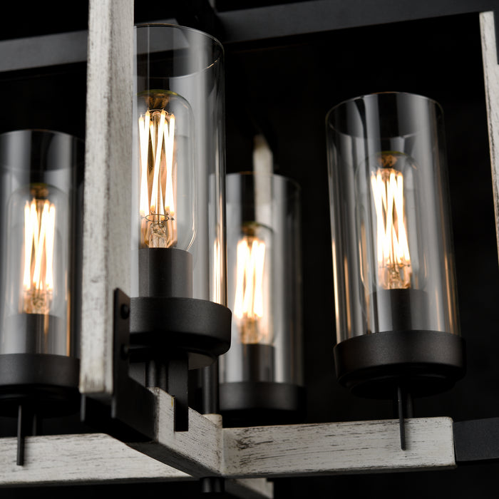 Four Light Pendant from the Okanagan collection in Graphite/Birchwood On Metal w/ Clear Glass finish
