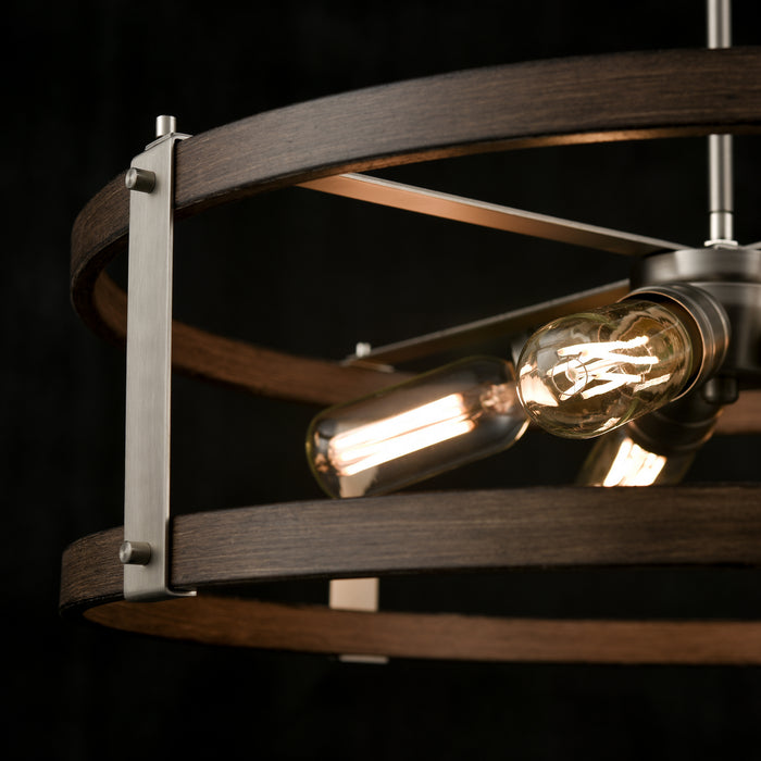 Five Light Dual Mount from the Oakhurst collection in Buffed Nickel/Barnwood On Metal finish