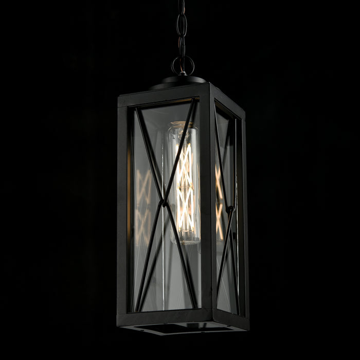 One Light Outdoor Pendant from the County Fair Outdoor collection in Black w/ Clear Glass finish