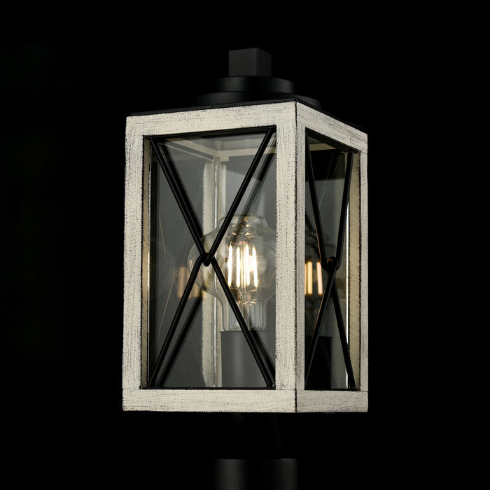 One Light Outdoor Post Lamp from the County Fair Outdoor collection in Black/Birchwood On Metal finish