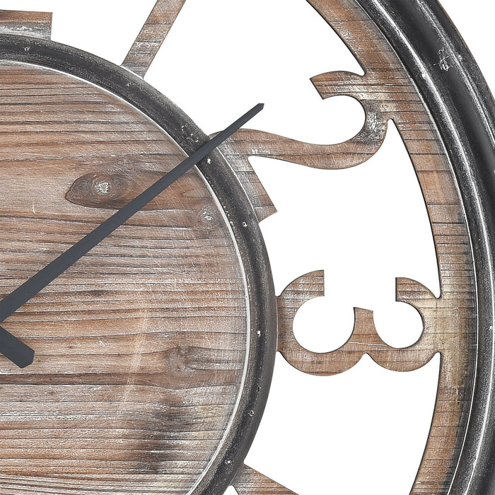 Clock in Salvaged Grey Oak, Black, Black finish