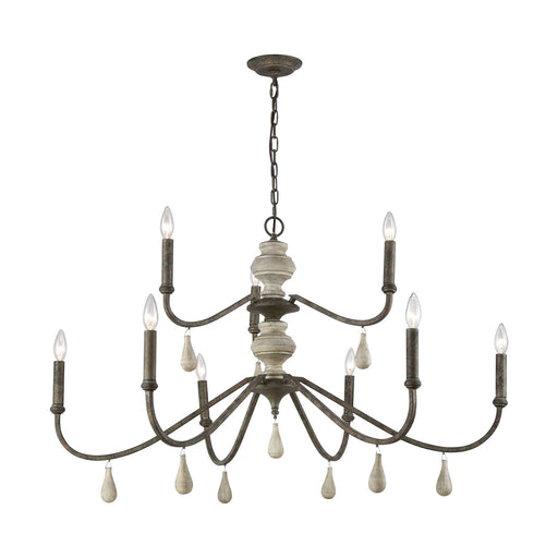 ELK Home - D3960 - Nine Light Chandelier - French Connection - Malted Rust, Gray Wood, Gray Wood