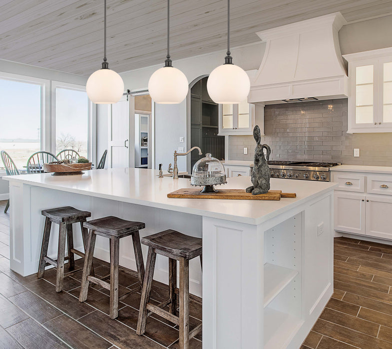 Concord Mini Pendant shown in the Matte Black finish with a Matte White shade