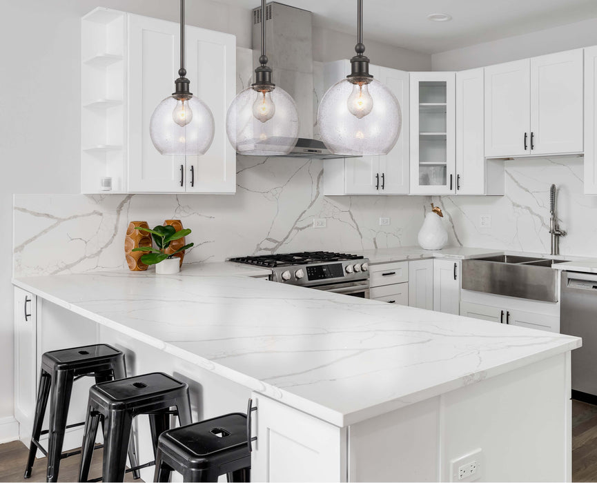 Concord Mini Pendant shown in the Matte Black finish with a Seedy shade