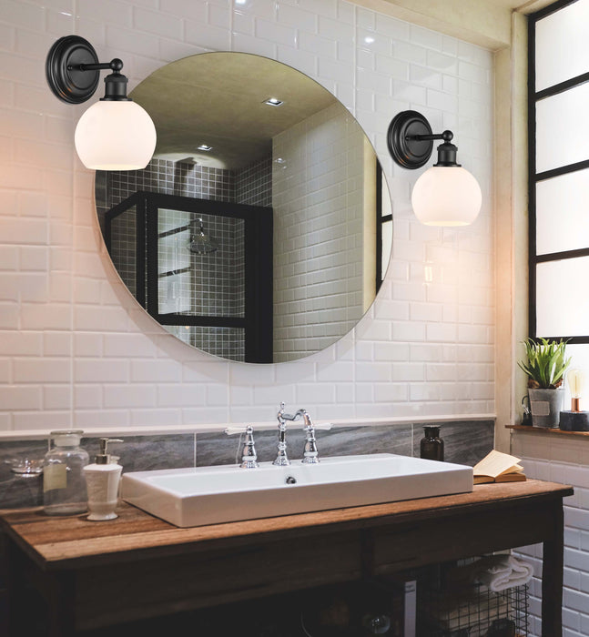 Concord Sconce shown in the Matte Black finish with a Matte White shade