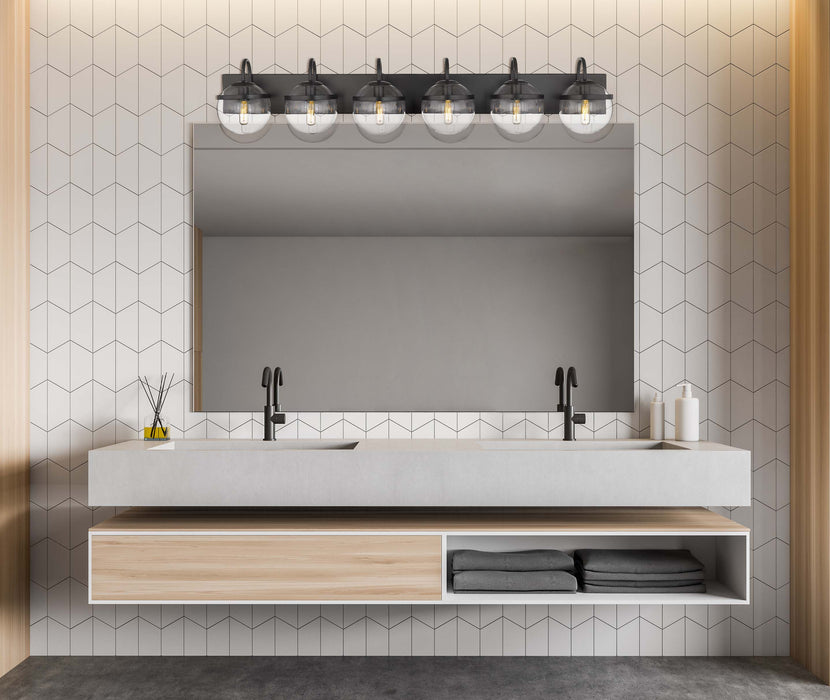 Sands Bath Vanity Light shown in the Matte Black finish with a Clear shade