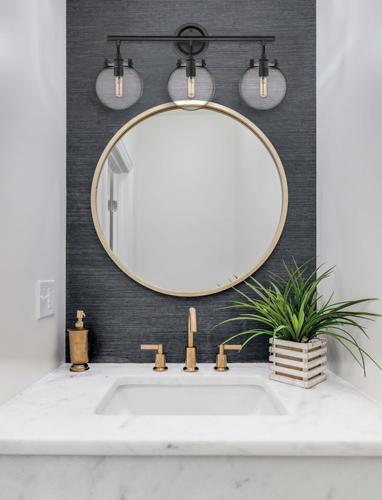 Span Bath Vanity Light shown in the Matte Black finish with a Clear shade