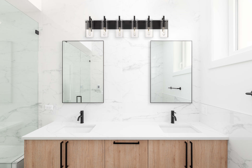 Innovations Lighting Press 6 Light 42 inch Matte Black Bath Vanity Light 352-6W-BK-CL-LED