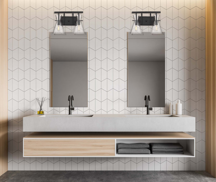 Colden Bath Vanity Light shown in the Matte Black finish with a Clear shade