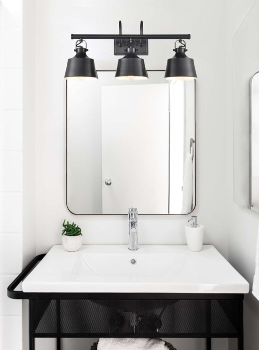 Provin Bath Vanity Light shown in the Matte Black finish with a Matte Black shade