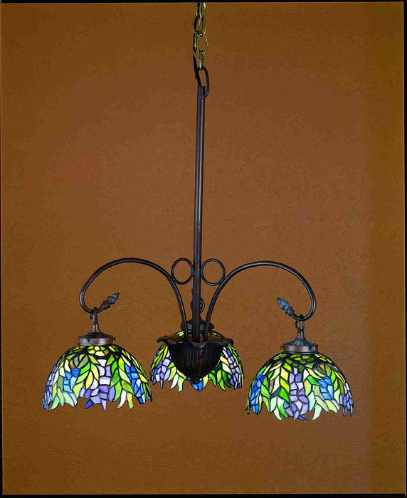 Meyda Tiffany - 27415 - Three Light Chandelier - Tiffany Honey Locust - Mahogany Bronze