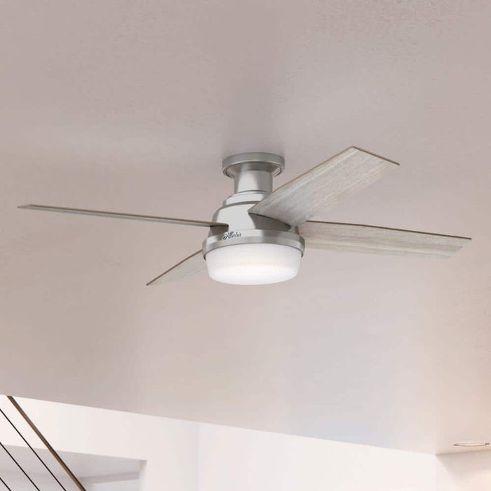 Hunter 52" Dempsey Low Profile Ceiling Fan with LED Light Kit and Handheld Remote
