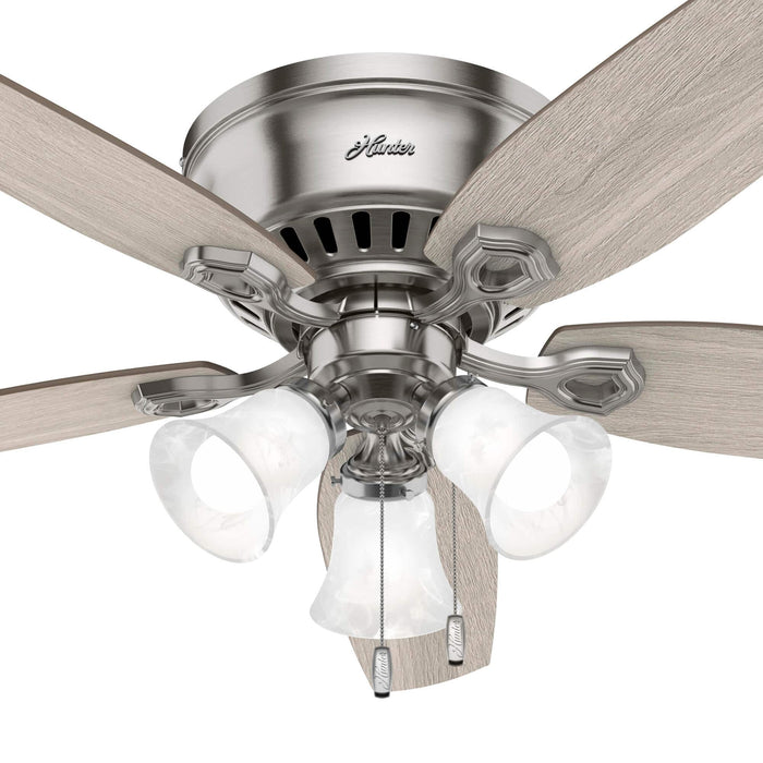 Hunter 52" Builder Hugger Ceiling Fan with LED Light Kit and Pull Chains