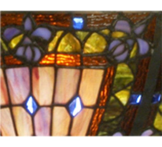 Three Light Fan Light Fixture from the Fleur-De-Lis collection in Green/Blue Lt Blue Xag Blue finish