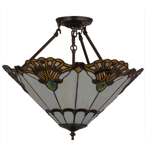 Three Light Inverted Pendant from the Shell With Jewels collection in Custom,Mahogany Bronze finish