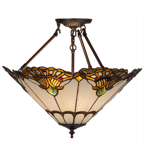 Three Light Inverted Pendant from the Shell With Jewels collection in Custom,Mahogany Bronze finish