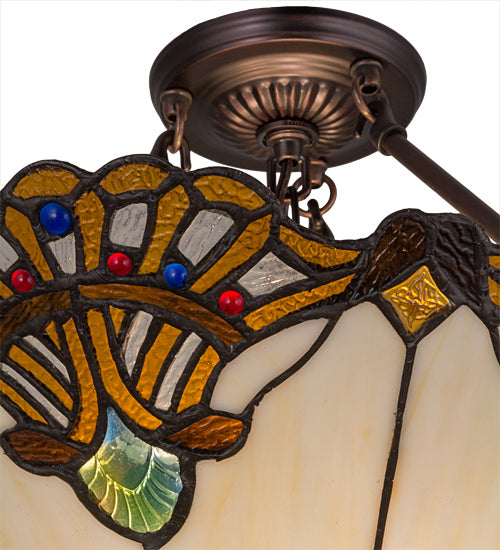 Three Light Inverted Pendant from the Shell With Jewels collection in Custom,Mahogany Bronze finish