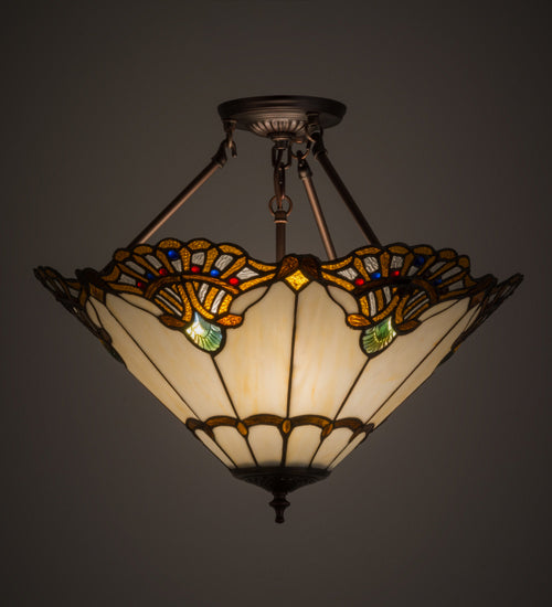 Three Light Inverted Pendant from the Shell With Jewels collection in Custom,Mahogany Bronze finish