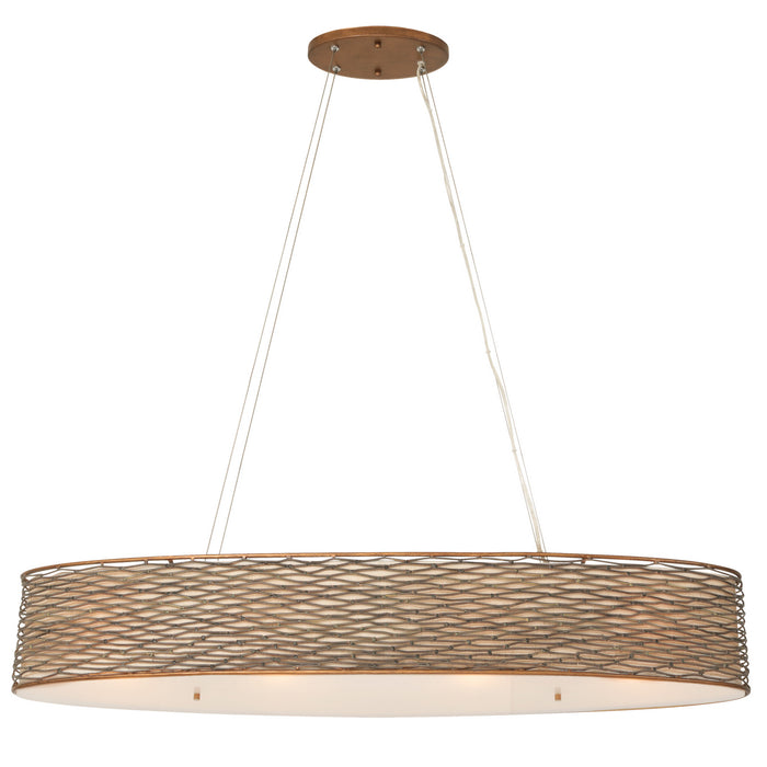 Four Light Linear Pendant from the Flow collection in Hammered Ore finish