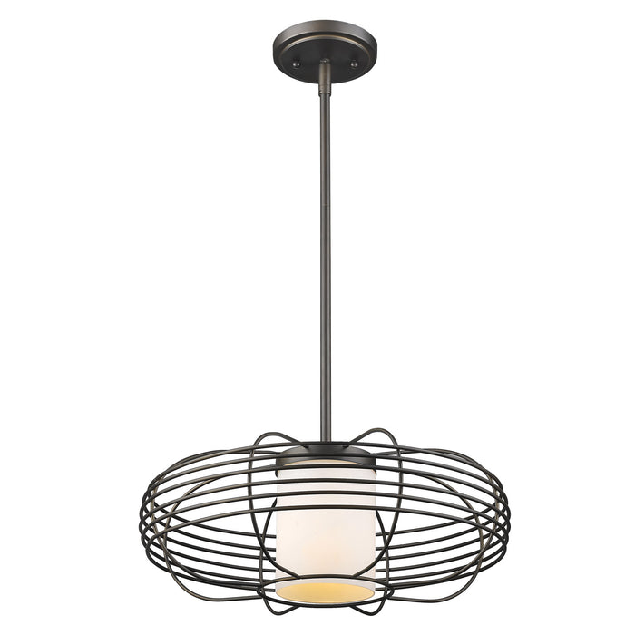 One Light Pendant from the Loft collection in Oil Rubbed Bronze finish